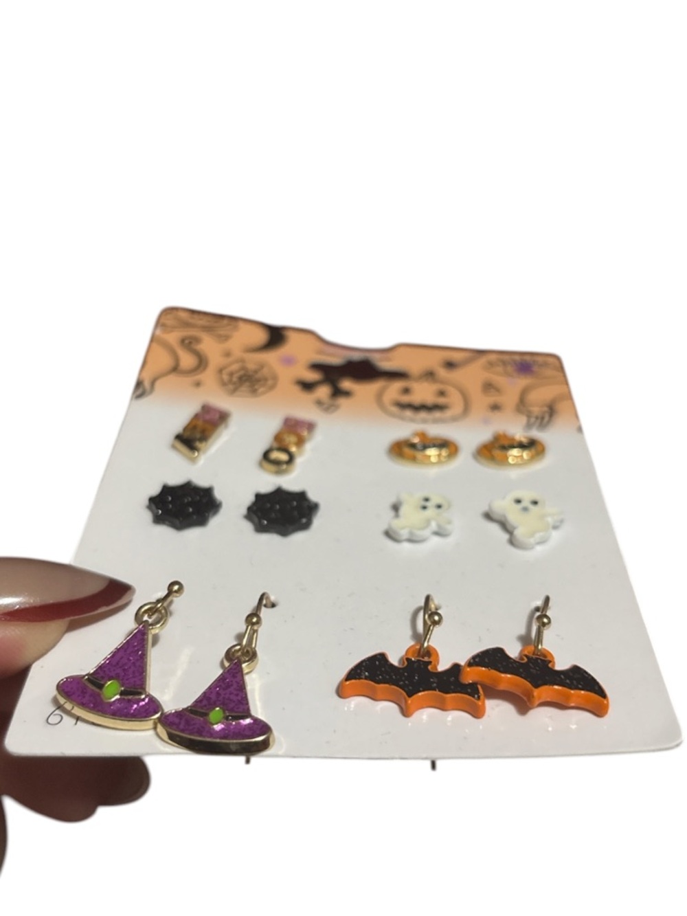 Halloween Earring Set - Pumpkins, Ghosts, Bats & Witch Hats - Picture 4 of 4